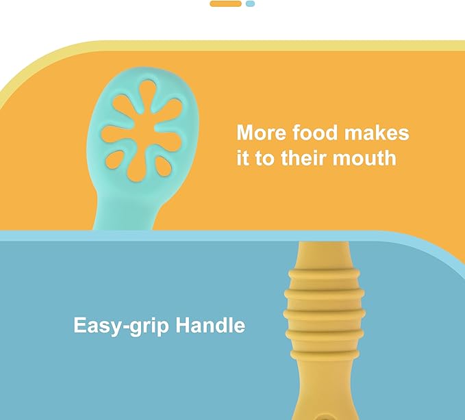 8 Pcs Baby Led Weaning Utensils, First Stage Silicone Baby Spoon, Multicolor Baby Spoons Self Feeding 6+ Months, Cucharas para Bebes for Solids and Purees