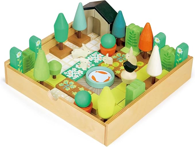 Tender Leaf Toys - Little Garden Designer - Wood Garden Building Play Set - Inspires Creativity, Encourages Role-Play and Story Invention, Educational Activity for Boys and Girls - Age 3+
