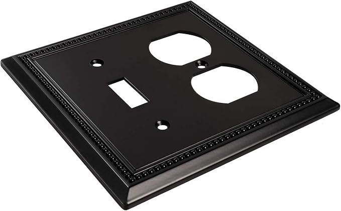 Henne Bery Sunken Pearls Heavy Duty Decorative Wall Plate Switch Plate Outlet Cover (Toggle/Duplex, Matte Black)