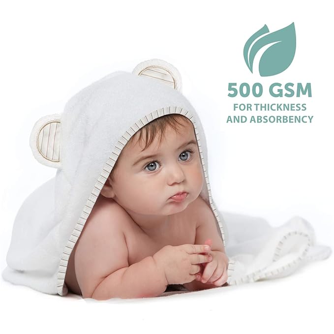 Hooded Baby Towels for Newborn - Super Soft Baby Bath Towels with Hood, Highly Absorbent Viscose Made from Bamboo Hooded Towel for Infant, Toddler and Kids, Baby Essentials