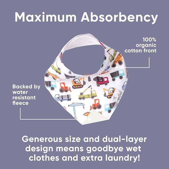 Copper Pearl 4 Pack Soft Cotton Baby Bibs for Drooling and Teething, Absorbent Drool Bibs for Baby Girl and Boy, Adjustable to Fit Newborns to Toddlers, Tons of Styles (Diesel)