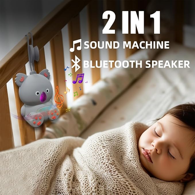 Baby Sound Machine & Bluetooth Speaker | White Noise Machine for Infants with Non-Looping Soothing Sounds, Portable Sleeping Music with Timer for Nursery, Travel & Home