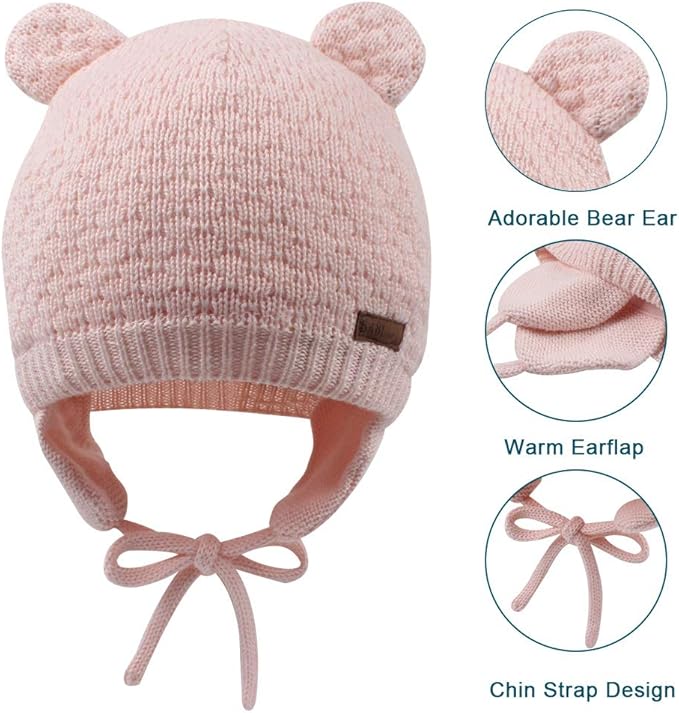 XIAOHAWANG Baby Hat Cute Bear Toddler Earflap Beanie Warm for Fall Winter