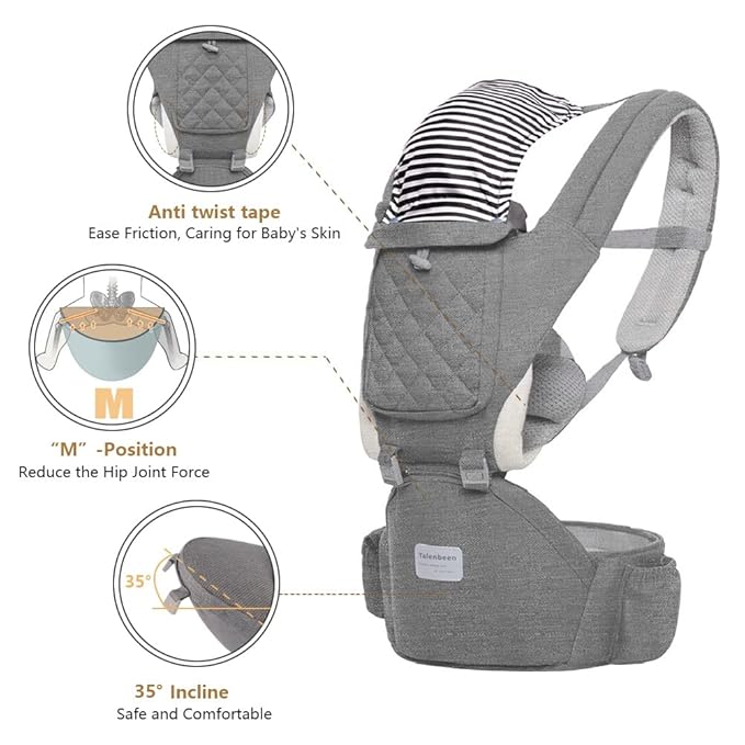 Baby Carrier, 6-in-1 Newborn to Toddler, Carrier with Hip Seat Lumbar Support 7-41 lbs, Adjustable Baby Holder Carrier for All Seasons & Positions
