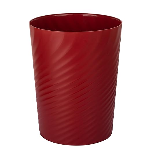 UUJOLY Plastic Small Trash Can Wastebasket, Garbage Container Basket for Bathrooms, Laundry Room, Kitchens, Offices, Kids Rooms, Dorms, (Red, 1.8 Gallon)