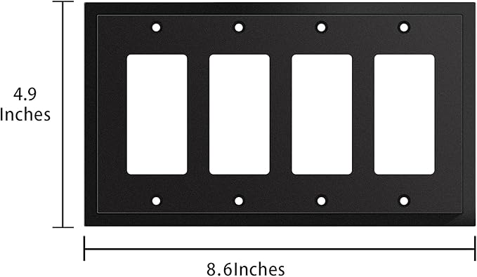 Modern Edge Decorative Wall Plate Switch Plate Outlet Cover, Durable Solid Zinc Alloy (Quad Decorator, Matte Black)