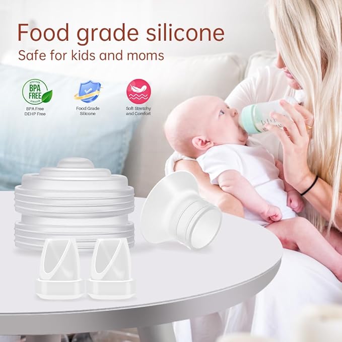 8Pc Duckbill Valves 8Pc Flange Inserts and 4Pc Silicone Diaphragm Compatible with Momcozy M5, Replacement M5 Pump Parts Accessories Made by Tbuymax, Not Original Momcozy Pump Parts