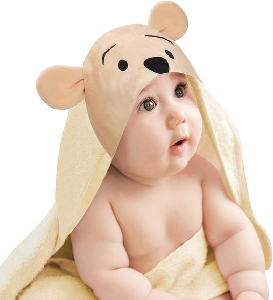 Lambs & Ivy Disney Baby Winnie The Pooh Tan Cotton Hooded Baby Bath Towel