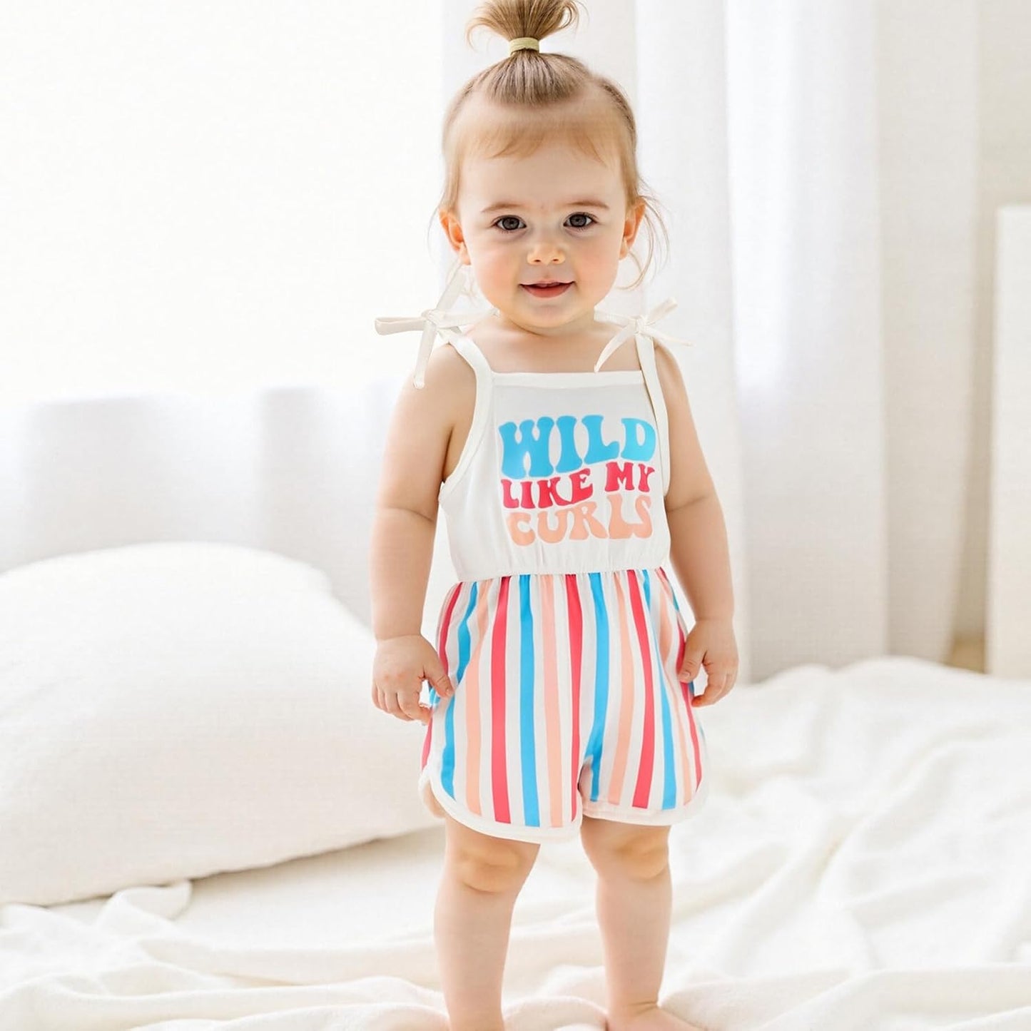 WZTYYDS Toddler Baby Girl Summer Clothes Floral Romper Tie-Up Strap Halter Jumpsuit Infant Summer Sling Playsuit 6M-3T