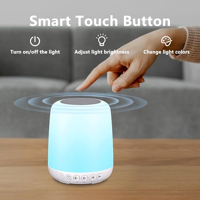 White Noise Sound Machine for Sleep Portable Sound Machine with 30 Soothing Sounds 12 Night Light Colors 4 Timer Sleep Machine for Baby Adults, Smart App Control, Touch Control