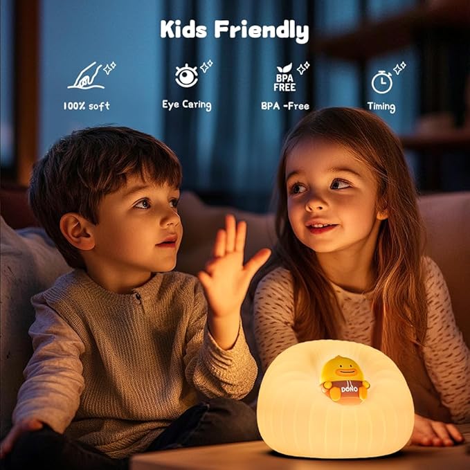 Night Light for Bedroom, Rechargeable LED Lamp with 3 Adjustable Brightness and Automatic Shut-Off, Soft Silicone Design, Touch Control, Suitable for Infants, Toddlers, Girls, and Boys