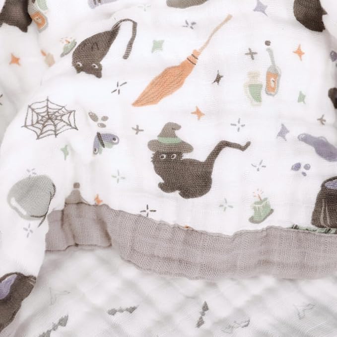 Little Unicorn New LU Cotton Muslin Baby Quilt - Cats and Cauldrons, 30x40'