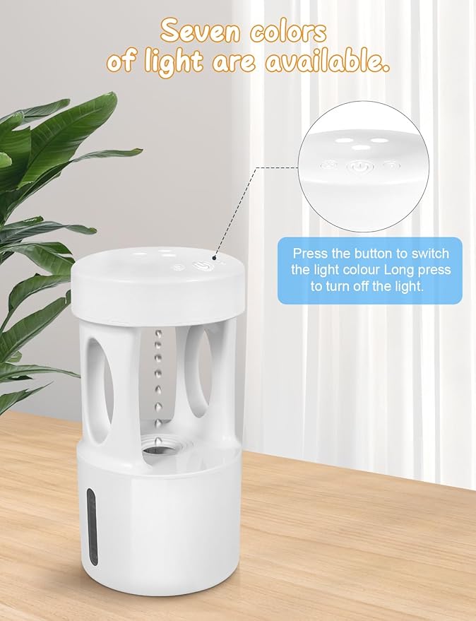 Anti Gravity Humidifier with Night Light, Drip Drop Humidifier for Bedroom/Baby Nursery/Bathroom/Living Room