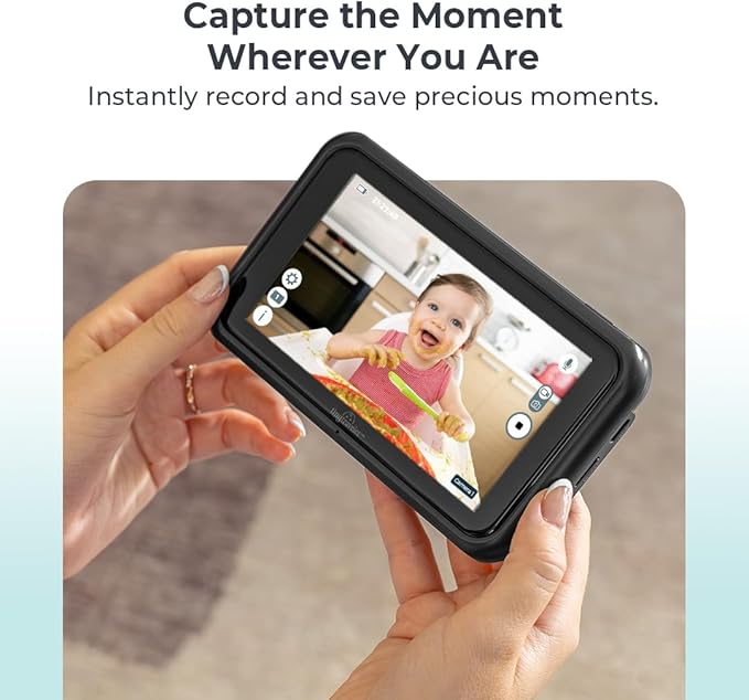 Tiny Traveler 5” HD Touch Screen Baby Car Monitor – Hackproof, No WiFi Baby Camera for Travel and Home, Night Vision, Headrest or Clamp Mount, Baby Reminder Alert - Black