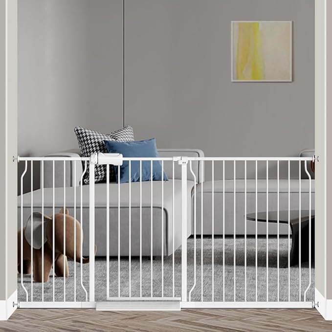 Fairy Baby Extra Wide Baby Gates 71.7-76.3 Inch, Auto Close Child Safety Gates for Stairs Banister Doorways Hallway,Indoor Safety Child Gates for Kids or Pets