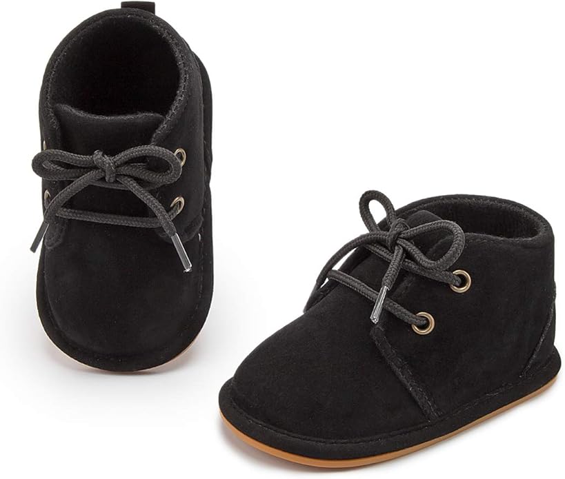 Baby Unisex Warm Snow Boots Newborn Leather Fur Lace Up Ankle Anti-Slip Rubber Texture Sole Toddler Prewalker Winter Crib Shoes