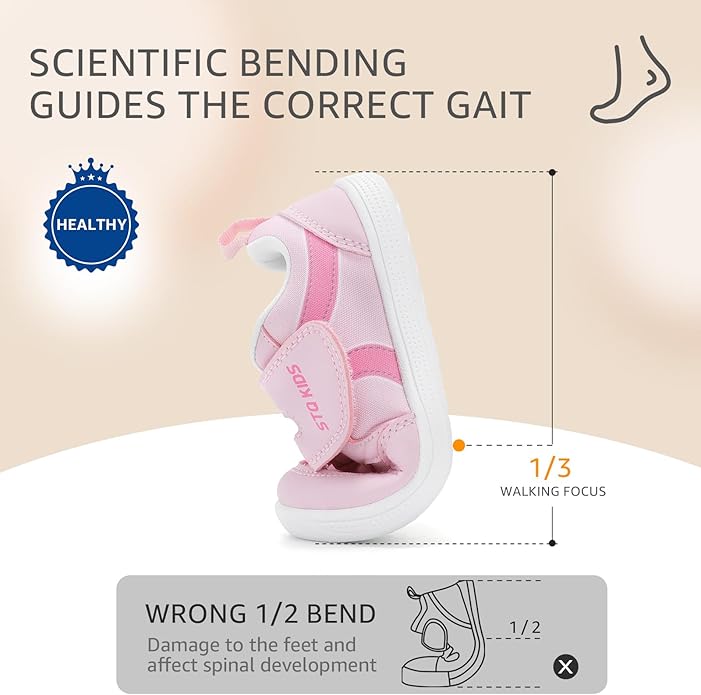 Toddler Wide Toe Box Barefoot Shoes Boys Girls Sneakers Kids Tennis Shoes Preschool Non Slip Lightweight Comfortable First Walking Shoes Running Outdoor Activities