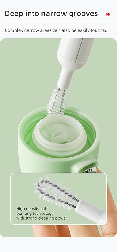 6-in-1 Bottle Brush Set with Holder – Multipurpose Cleaning Kit for Baby Bottles, Reusable Water Bottles, Straws, and Lids – BPA-Free, Compact Storage