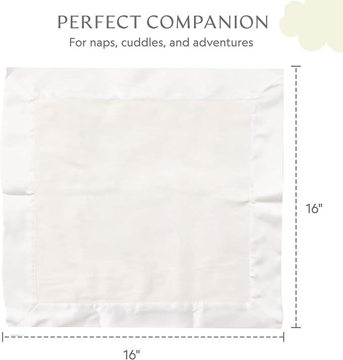 Ultra-Soft Lovey Security Blanket - Baby Essentials, Newborn Essentials, Ultra-Soft Fleece Baby Blanket with Satin Trim – 16" x 16" - Cream