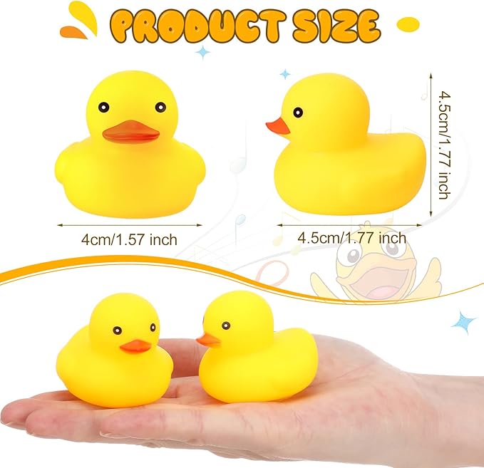 Vinsot 100 Pcs Mini Rubber Ducks Bulk Rubber Duck Bath Toys Squeak Float Bath Toy for Birthday Party Favors Gift Summer Beach Pool Activity Carnival Game(1.77 x 1.77 x 1.57 Inch)