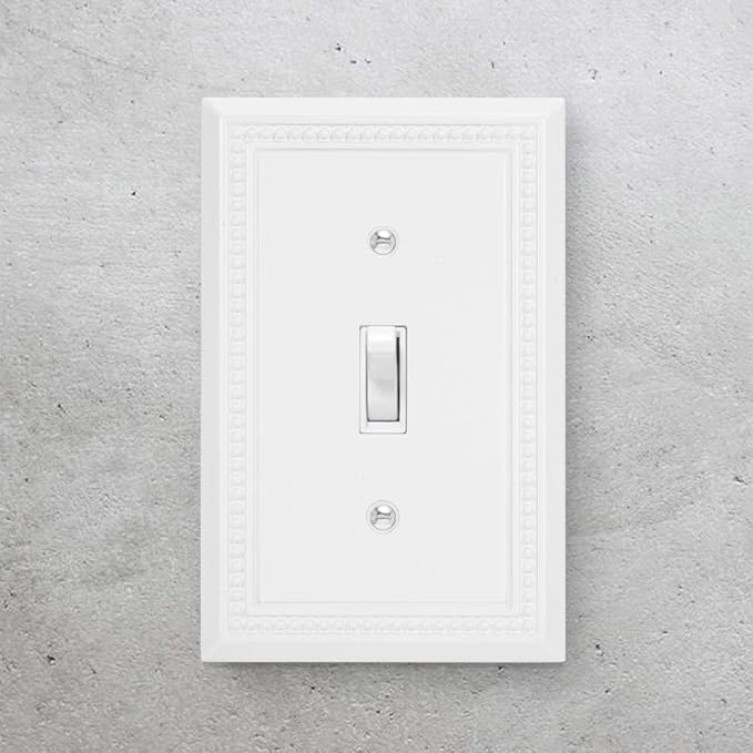 Henne Bery Sunken Pearls Decorative Wall Plate Switch Plate Outlet Cover, Durable Solid Zinc Alloy (Single Toggle, 3 Pack, White)