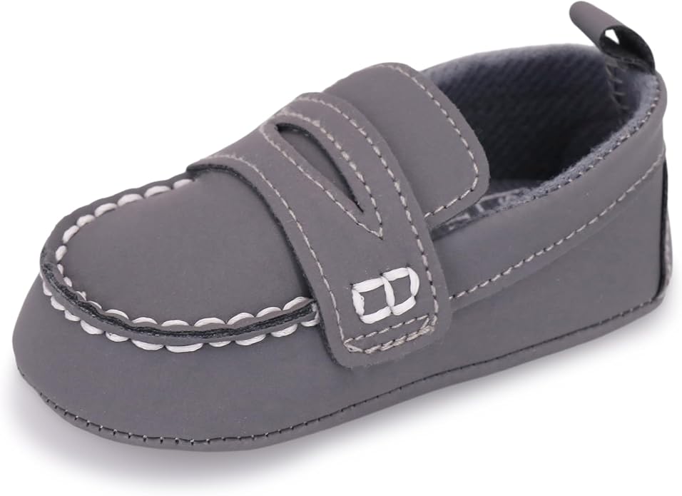 LONSOEN Baby Girls Boys Loafers Prewalker Dress Crib Shoes