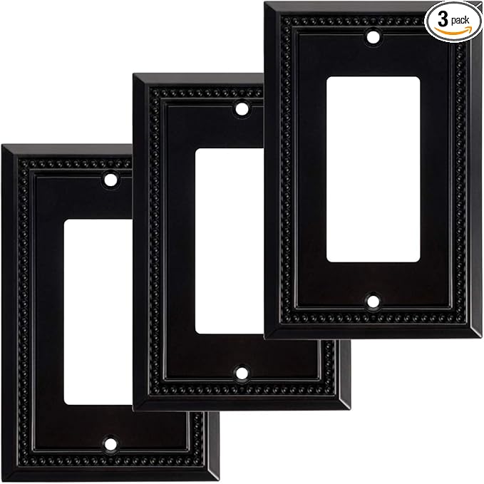 Henne Bery Sunken Pearls Heavy Duty Switch Plate/Wall Plate/Outlet Cover (Single Decorator 3PK, Matte Black)