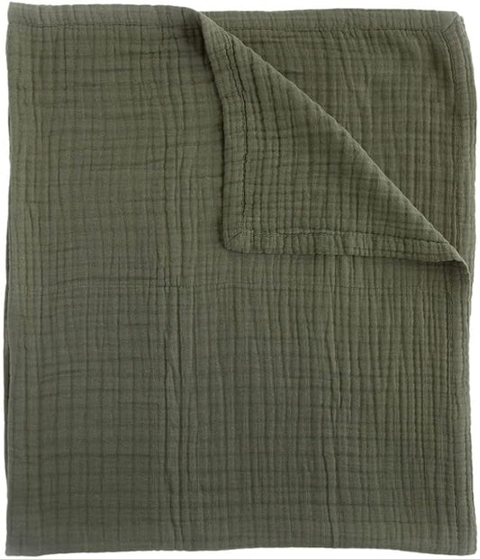 Little Unicorn Premium Quilted Throw | Super Soft, Multi-Layered Muslin XL Blanket| Great for Kids & Families (Fern)