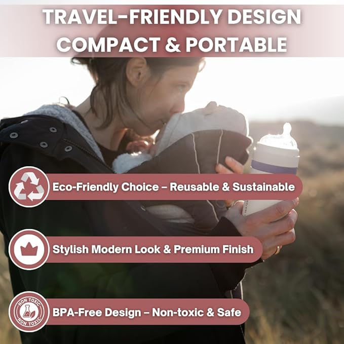 MILK & WATER All in One Baby Bottle & Baby Formula Dispenser On The Go, 9oz - Keeps Water Warm & Formula Fresh - Baby Formula Mixing Bottle with Anti Colic Nipple - Leak-Proof - 6+ Months (Pink)