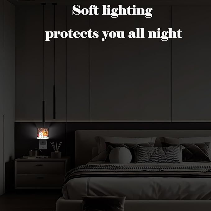 Cute Snowman Night Light,Plug-in Night Lights with Dusk to Dawn Sensor for Stairway,Hallway,Bedroom Sleep Friendly Ideal for Women/Girls/Boys Gift,0.5w