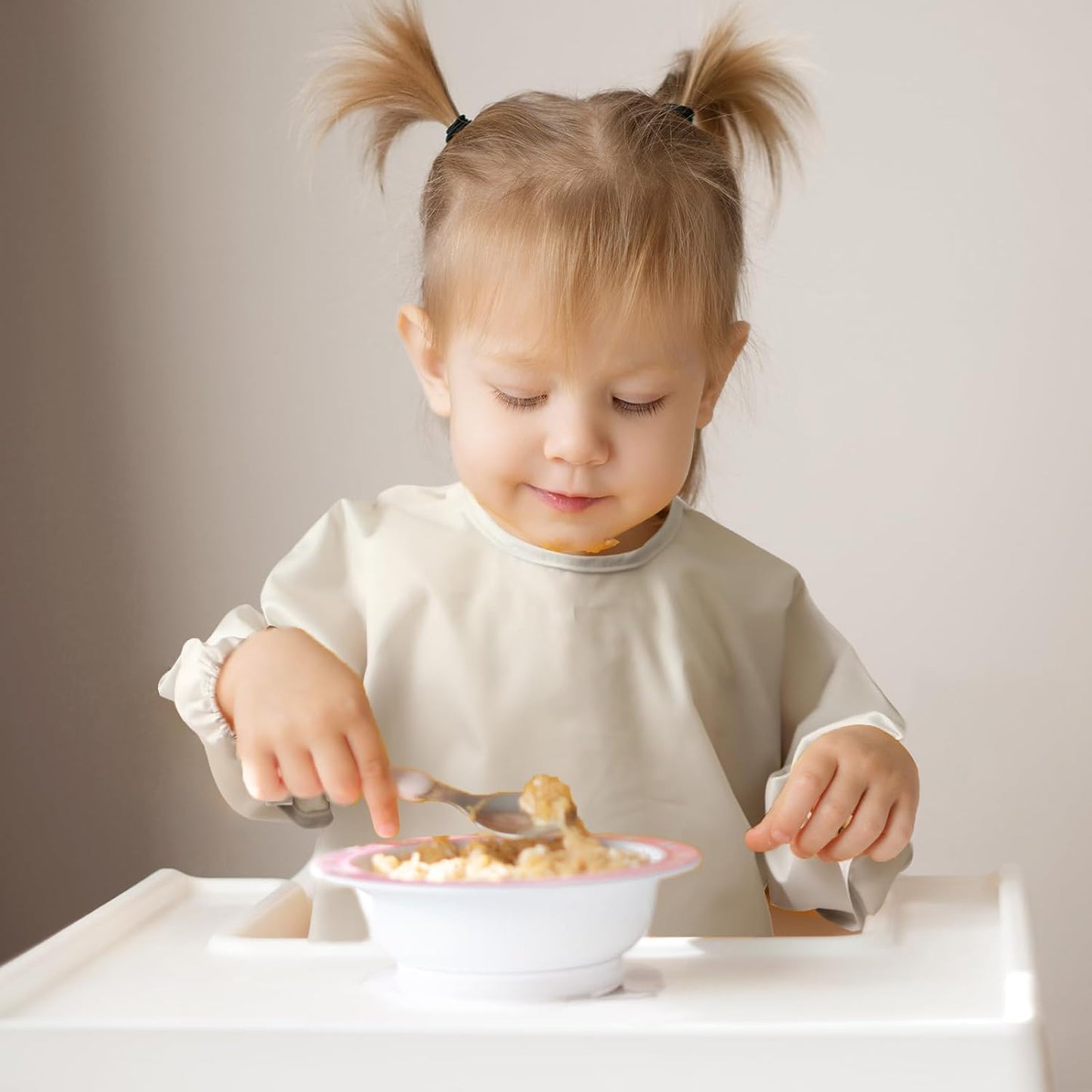 4 Pack Long Sleeve Bib, Waterproof Sleeved Smock for Baby Boy or Girl, Reusable Bib with Pocket, Ages 6-24 Months