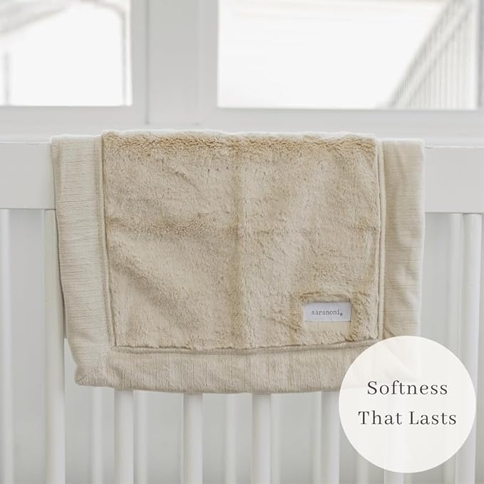 SARANONI Luxury Security Blankets for Babies | Ultra-Soft Lush and Boutique Quality Baby Blanket | Ivory, Mini - 15" x 20"