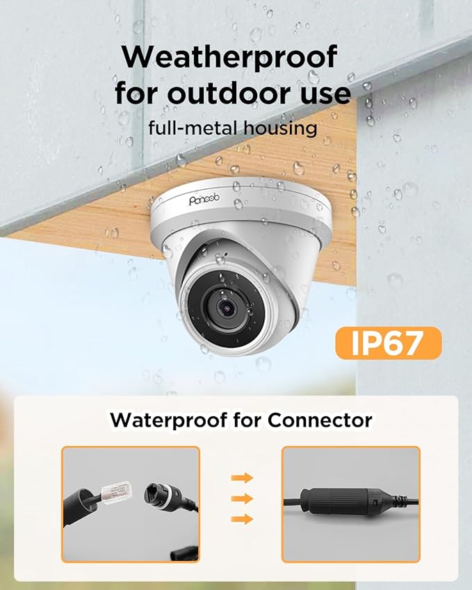 16 Channel Security Camera System, 12x 5MP Wired IP Turret Dome PoE Camera Outdoor, AI Human Detection, Built-in Mic, Remote Access, 4K 16 Channel NVR 4TB HDD for 24-7 Recording, PD93A1216-5M