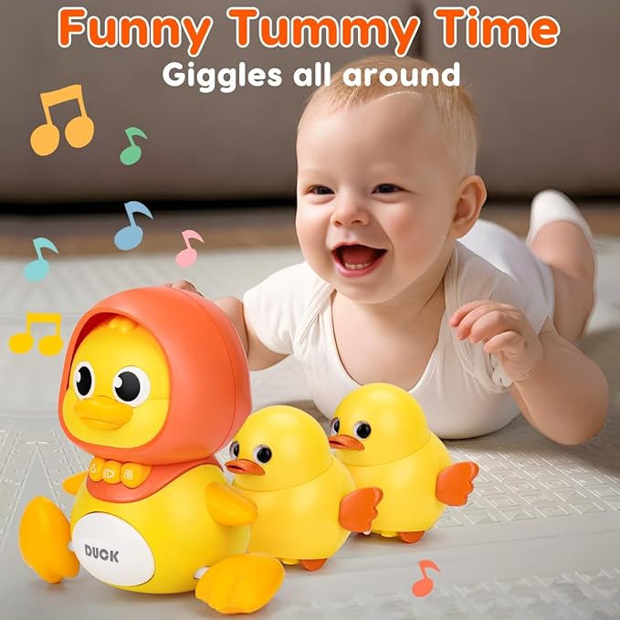 Baby Toys 6-12 Months Musical Duck Toy Set 3 4 5 6 7 8 9 10 Month Old Tummy Time Infant Newborn Crawling Moving Light Up Toys for Babies 9-12-18 Months Christmas Birthday Shower Gifts for 1 Year Old
