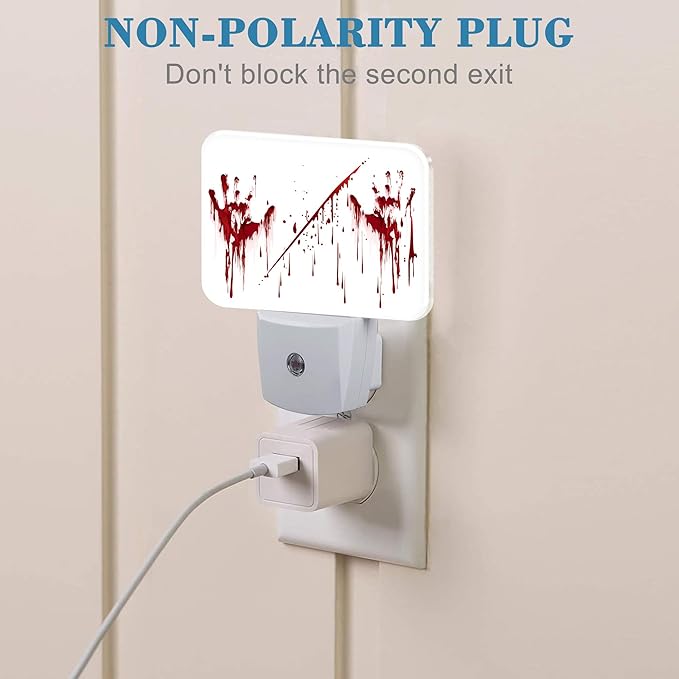 Halloween Horror Bloody Handprints Night Light Plug into Wall, Halloween Night Light with Dusk to Dawn Sensor for Kid Girls Boys Women Men Bedroom, Hallway, Kitchen, Bathroom, Stairs Decor