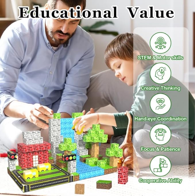 200PCS Magnetic Building Blocks for Kids Ages 4-8, Magnetic Cubes, Magnet STEM Sensory Toys-Tiles Road Track, Magnet World Build Set, Christmas Birthday Gifts Toy for Girls & Boys 3+ Ages