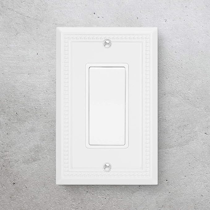 Henne Bery Sunken Pearls Heavy Duty Decorative Wall Plate Switch Plate Outlet Cover (Single Decorator, 2 Pack, White)