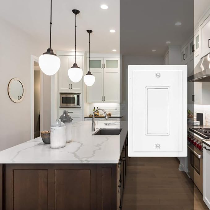 Modern Edge Decorative Wall Plate Switch Plate Outlet Cover, Durable Solid Zinc Alloy (Single Decorator 2PK, White)