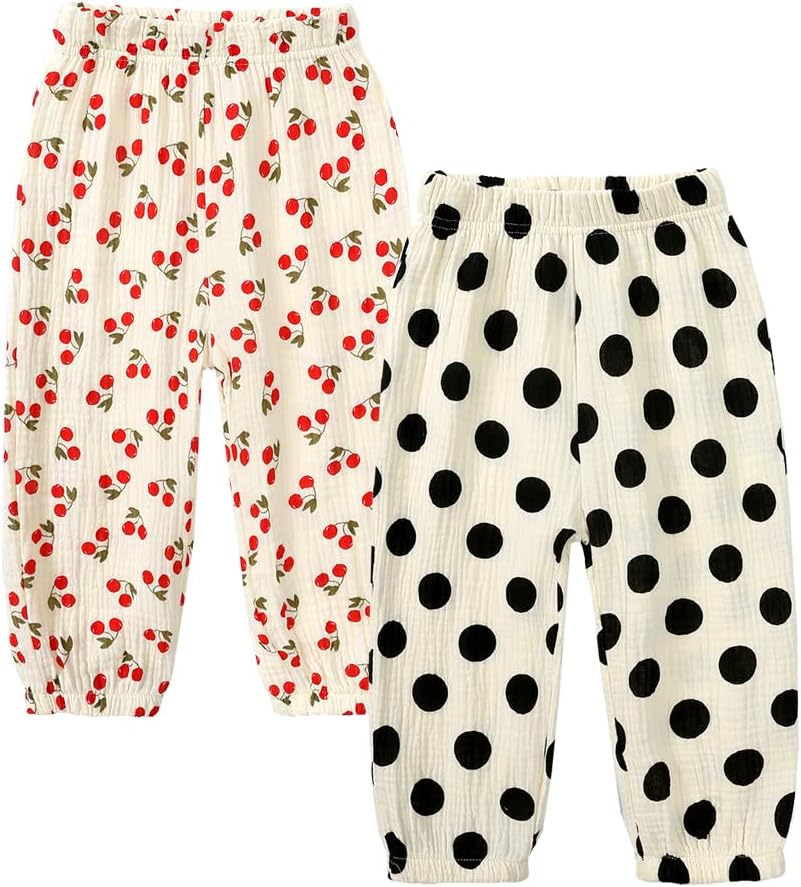 MYGBCPJS Baby Boys Girls Cotton Linen Trousers Kids Casual Ankle Pants Loose Long Bloomers