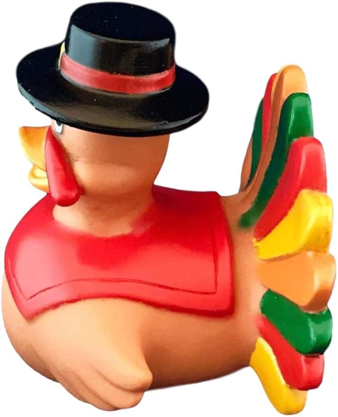 3" Thanksgiving Turkey Rubber Duck [Floats Upright] - Baby Safe Bathtub Bathing Toy