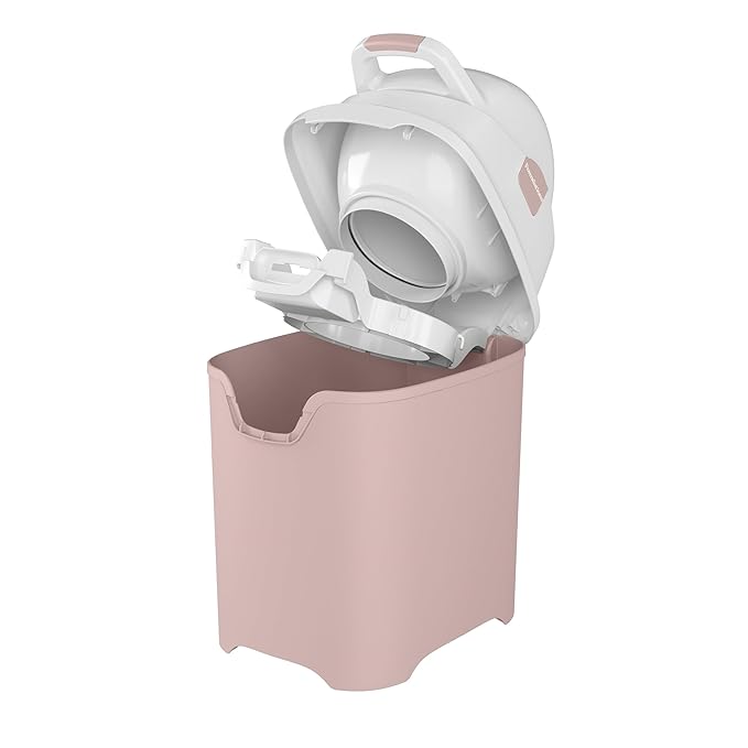 Foundations Mini Diaper Pail with Airtight Lid - Durable & Odorless Diaper Disposal, Large Capacity, Holds up to 30 Newborn Diapers, Refill with Any Bags - Pink