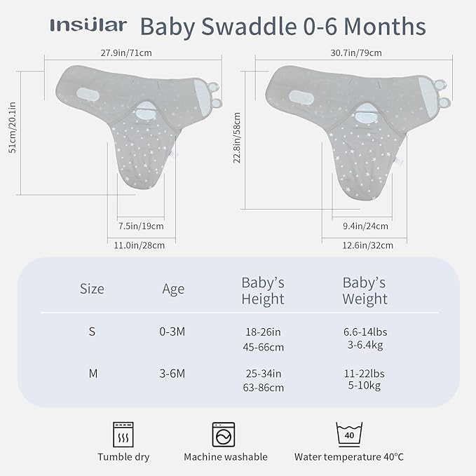 insular Baby Swaddle Wrap, Swaddle Blanket for Newborn and Infant, Adjustable Velcro Swaddling Set for Boy and Girl, Soft Cotton Baby Sleep Sack 3 Pack, Beige Duck, Small(0-3 Month)