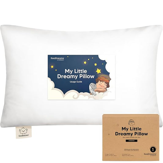 KeaBabies Toddler Pillow 13x18 - Soft Organic Cotton Kids Travel Bed Pillows for Sleeping, School, Nap, Machine Washable, Toddlers 2 to 5, Pillowcase Sold Separately (Soft White)