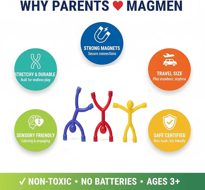 MAGMEN Strong Magnetic Fidget Toys for Kids & Adults - 20 Pack Sensory Toys for ADHD Autism Anxiety - Educational STEM Building Set - Travel Desk Toys - Stress Relief for Focus & Calm Ages 3+