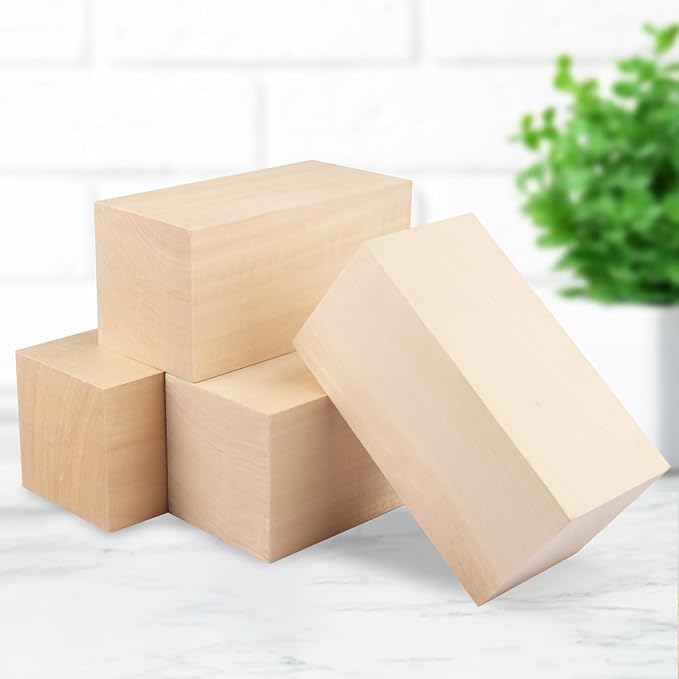 2 Pack Basswood Carving Blocks, 6x3x3 Inches Basswood Blocks for Beginner to Advanced Carvers, Ideal for DIY Projects and Gifts, Soft and Smooth, Easy Whittling and Carving,by GNIEMCKIN.