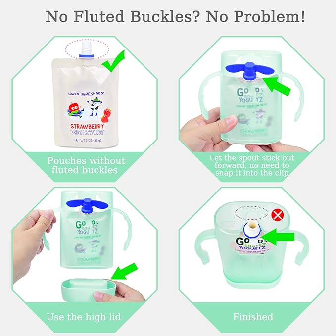 MOMUSE Dual-Lid Squeeze Pouch Holder for Food Pouches & Drink Boxes, Baby Pouch Holder with Larger Capacity, Versatile Design for Self-Feeding, Anti-Squeeze Pouch Holder No Spill No Mess, Pink & Green