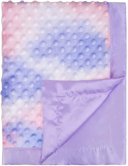 Silky Satin Baby Blanket for Girls Unique Tie Dye Minky Fabric with Soft Luxury Silk Silky Backing Toddlers Blanket for Sleeping Nursery Travel Decoration Purple 30 x 40 Inch