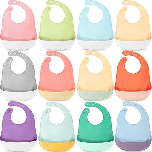 Mepase Silicone Bibs Waterproof Silicone Baby Bibs Soft Adjustable Baby Feeding Unisex Kid Eating Supplies