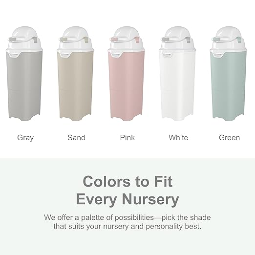 Foundations Tall Diaper Pail with Airtight Lid - Durable & Odorless Diaper Disposal, Large Capacity, Holds up to 60 Newborn Diapers, Refill with Any Bags - Green