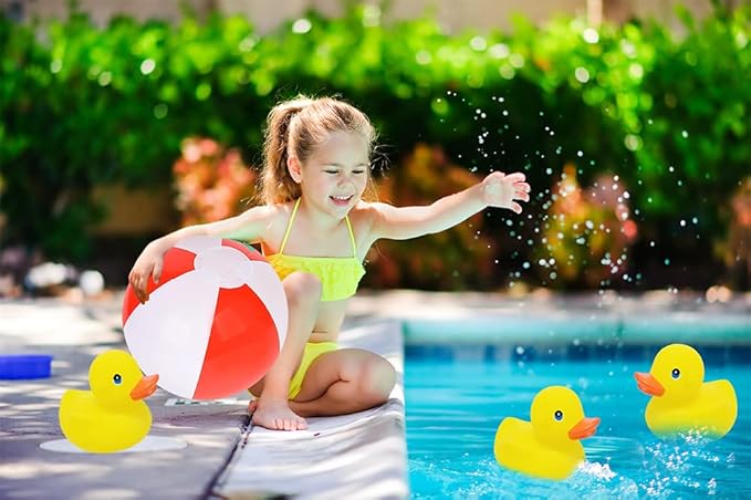 Yellow Rubber Duck Toy Duckies for Kids, Bath Birthday Gifts Baby Showers Classroom Incentives, Summer Beach and Pool Activity, 3" Inch (2-Pack)